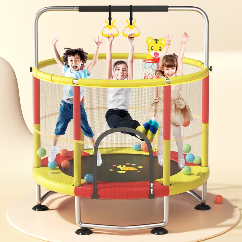 Горячее в наличии, 60-дюймовый детский батут из ПВХ, сетчатый пенопластовый баскетбольный обруч, прочный пластиковый полипропилен