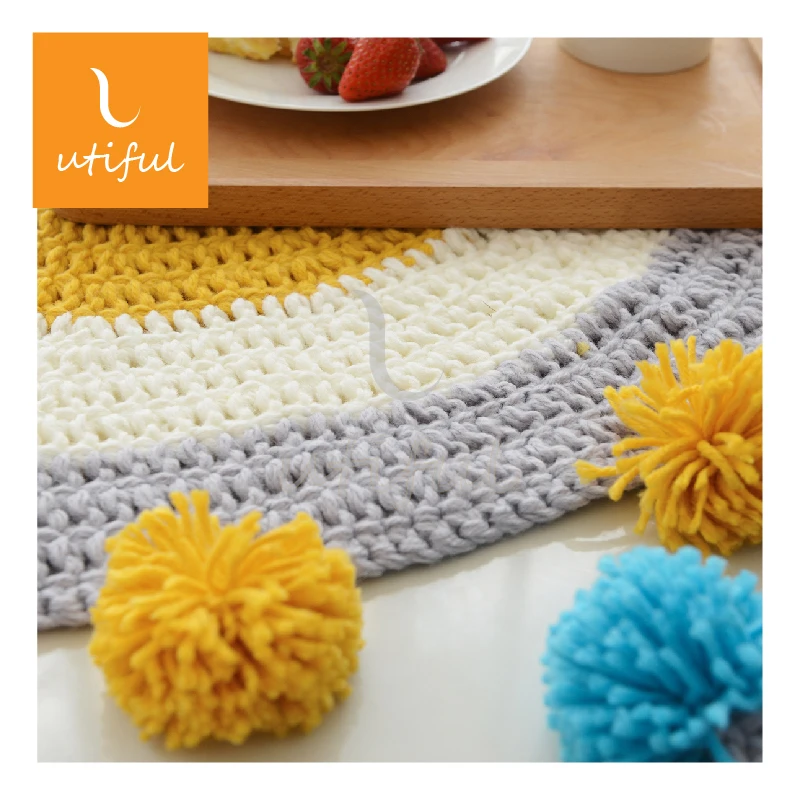 
New Developed Acrylic Round Handmade Knitted Cushion Cover For Sitting 