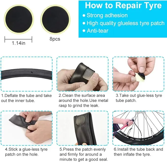 Bike Tire Repair Tool Bicycle Repair bag Kit Bicycle Tire Patch Kit Contains Mini Pump bicycle repair kit for ebike motorcycle