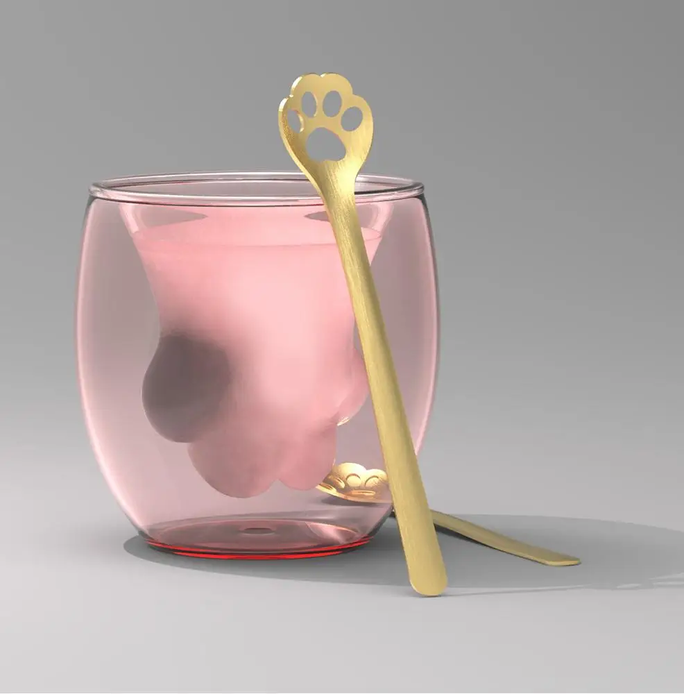 Sweet Design Cat Claw Spoon  Colored Cartoon Spoon Stainless Steel 304 Tea Spoon for Home