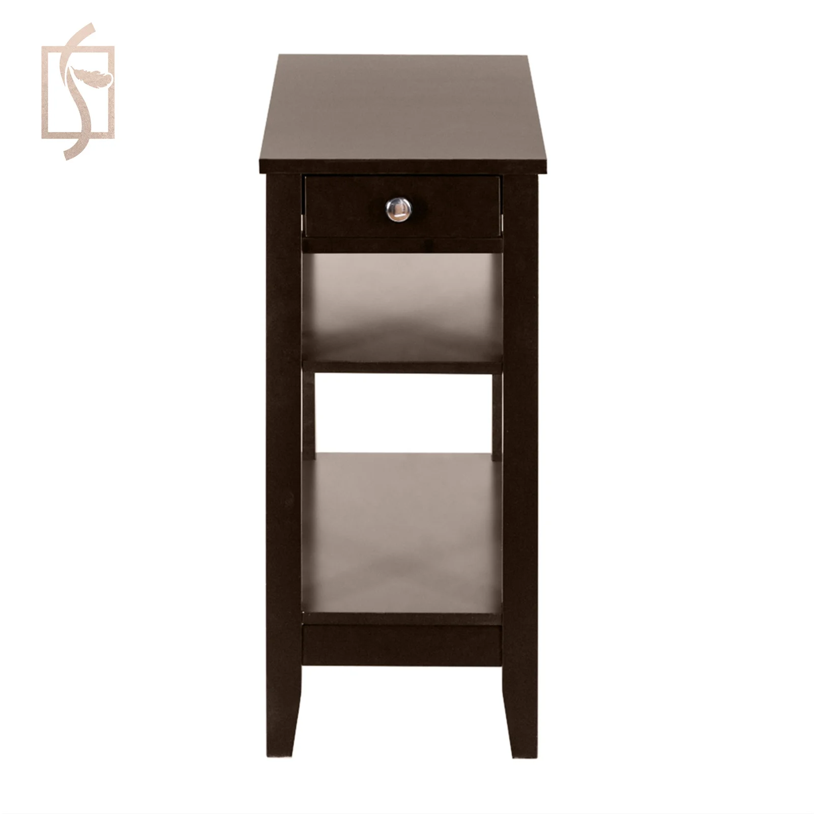 Кофейного цвета двухслойный прикроватный столик с ящиками коричневый ночной