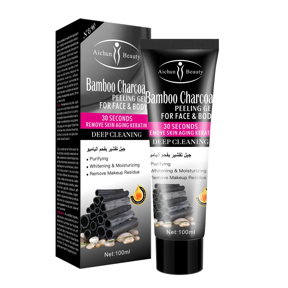 
100ml Skin Care Deep Cleaning Moisturizing Exfoliating Scrub Bamboo Charcoal Face Body Whitening Peeling Gel 