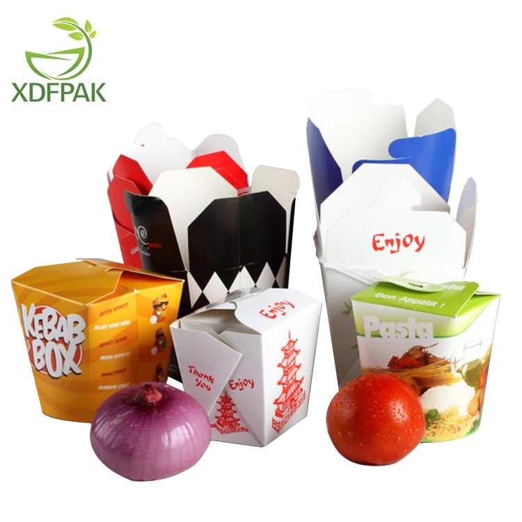 Wholesale a variety of cheap handleless Chinese food barrels can be customized fast food box food packaging box