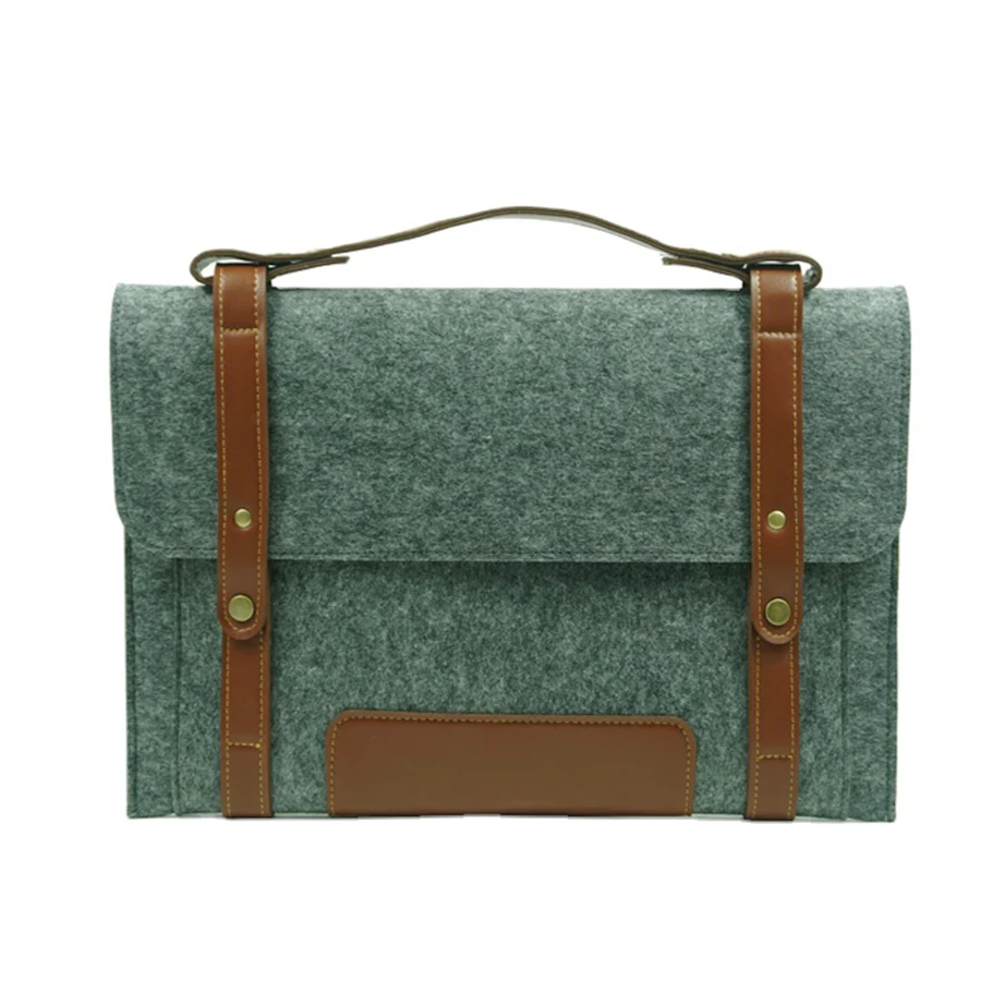 12 13 14 15 17 Inch Notebook Computer Case Bag Pouch Felt Laptop Sleeve Bag with leather Handle