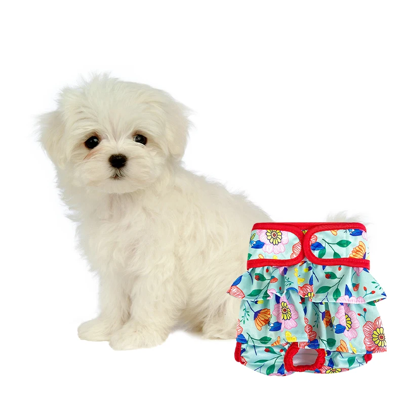Female Dogs Reusable Diapers Adjusted Dog Underwear Cloth Pleated skirt style Pet Dog Diapers