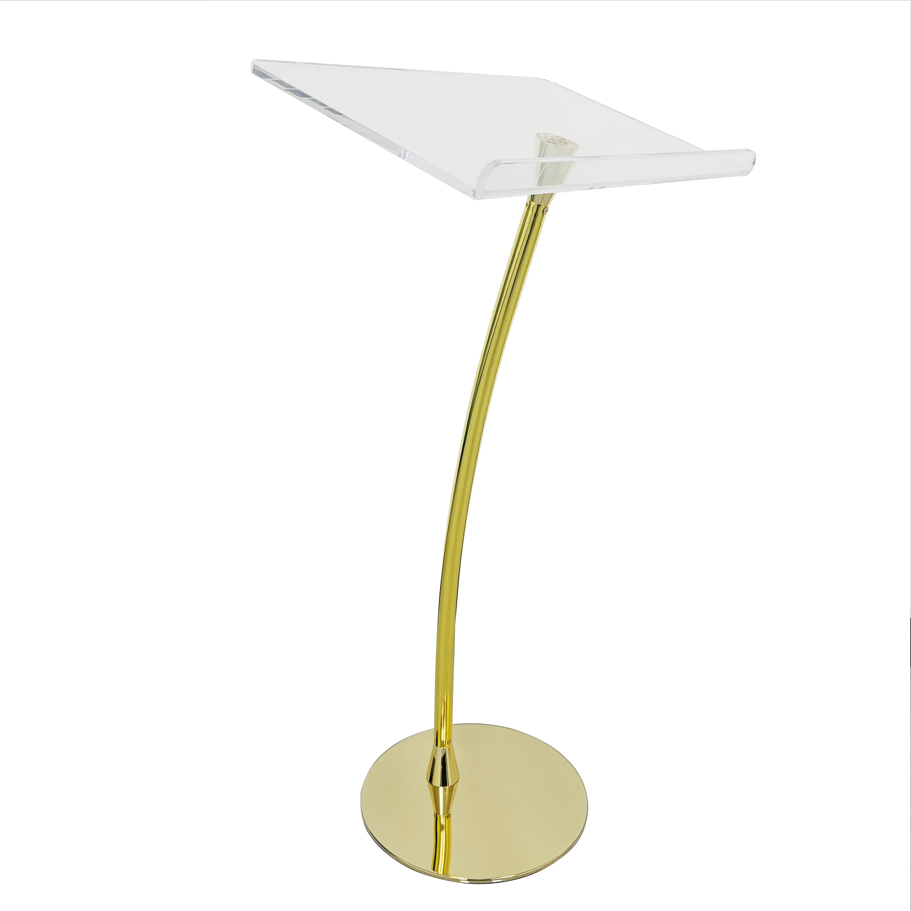 Luxury Golden Steel Church Lectern With Acrylic Top Transparent Detachable Lucite Podium The Most Popular Acrylic Pulpit Podium