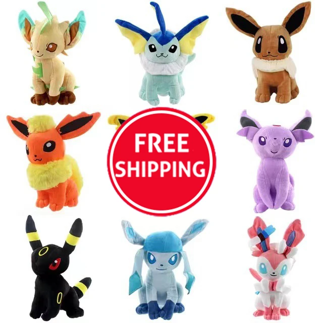 30cm Sitting Pokemon Eevee Sun Moon Water Fairy Fire Pokemon Plushie Stuffed Plush Toys
