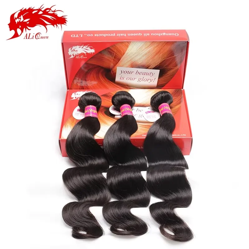 Ali queen factory price 100% Raw Virgin brazilian straight Bundle Weave human hair brands