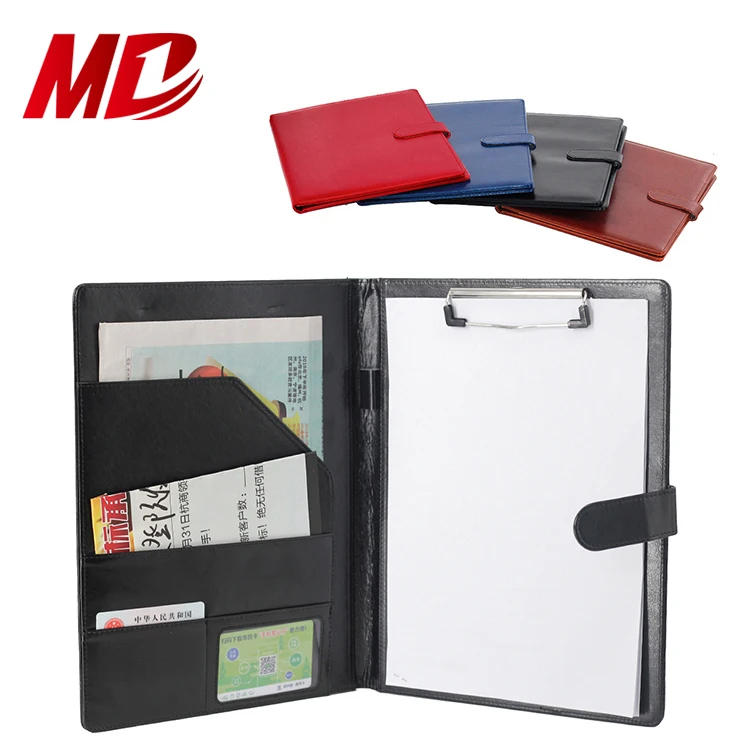 Luxury Leather Executive Portfolio Folder Padfolio Compendium File Folder Binder With A4 Letter Sized Writing Pad File Clip