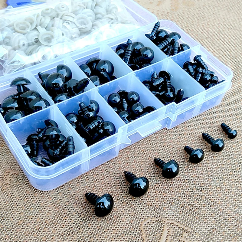 100pcs Black Plastic Diy Kit Crafts Soft Toy Eye 6/8/12mm Toy Eyes Doll Accessories button stuffed toys