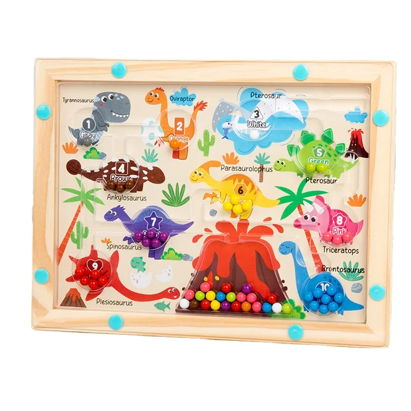children magnet maze toy early educational beads iq focus training logic wooden toy for kids toddlers