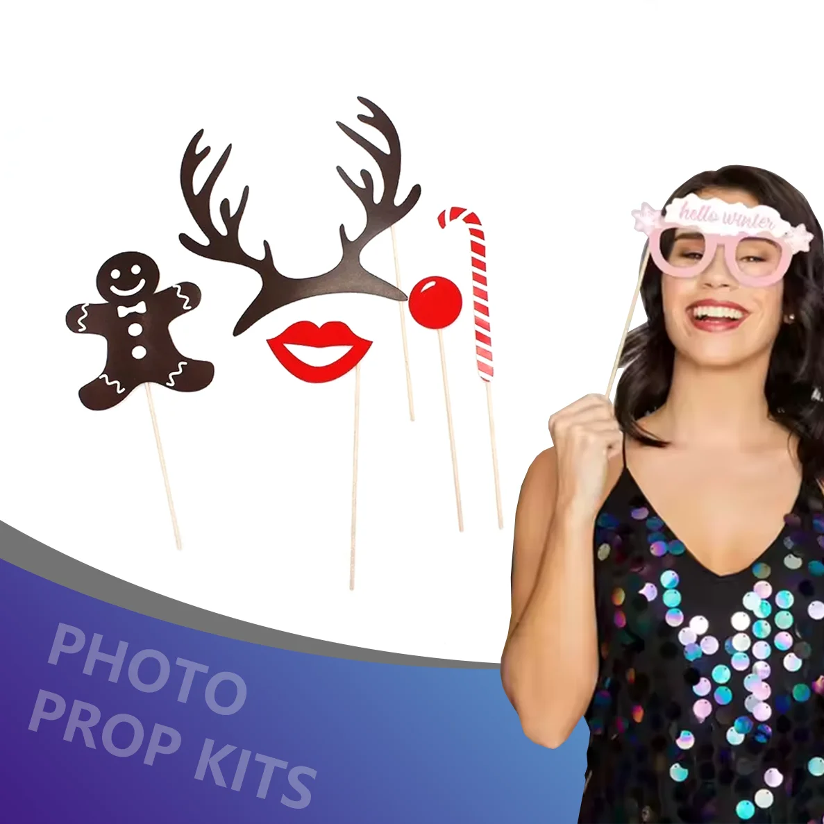 Высококачественный настраиваемый реквизит для фотографий украшения рождественской вечеринки и фотографии