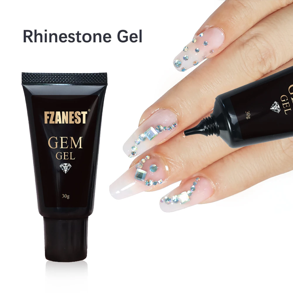 FZANEST 3D Rhinestone Gel Glue 30ml Nail Glue Gems-On Gel in Tube Nail Crystal Gem Glue Gel Set