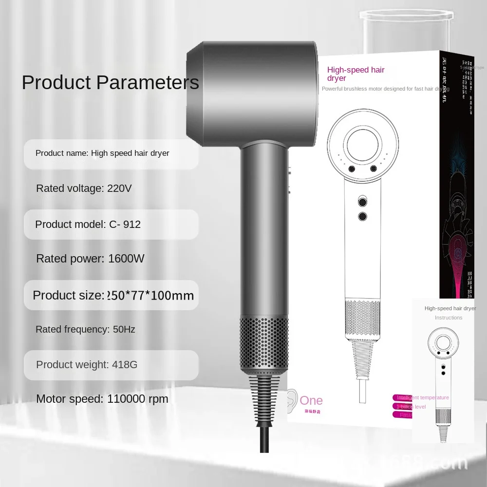 Wholesale Custom 1600w Professional Strong Wind Mini Negative Ion Hair Dryer Salon Household Hand Blow Dryers secador de pelo