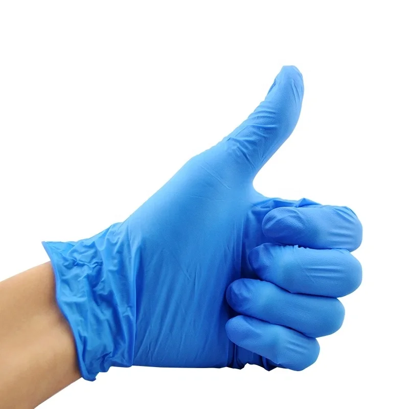 100% latex-free blue nitrile gloves prevent allergic relation high elasticity unsterilized nitrile gloves