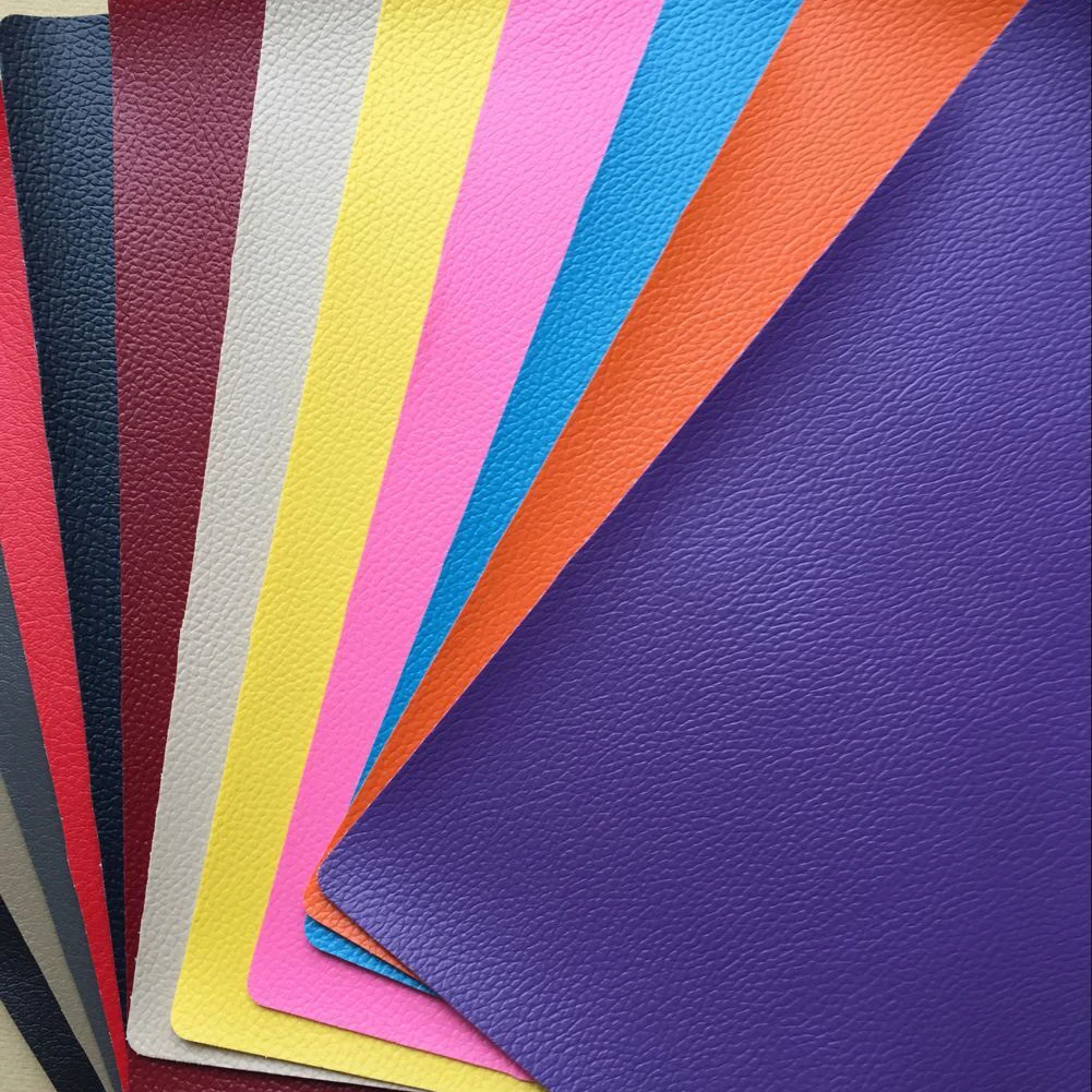 Factory Wholesale Super Cheap PVC Leather Fabric Black Solid Color Leather Fabric Stock lot