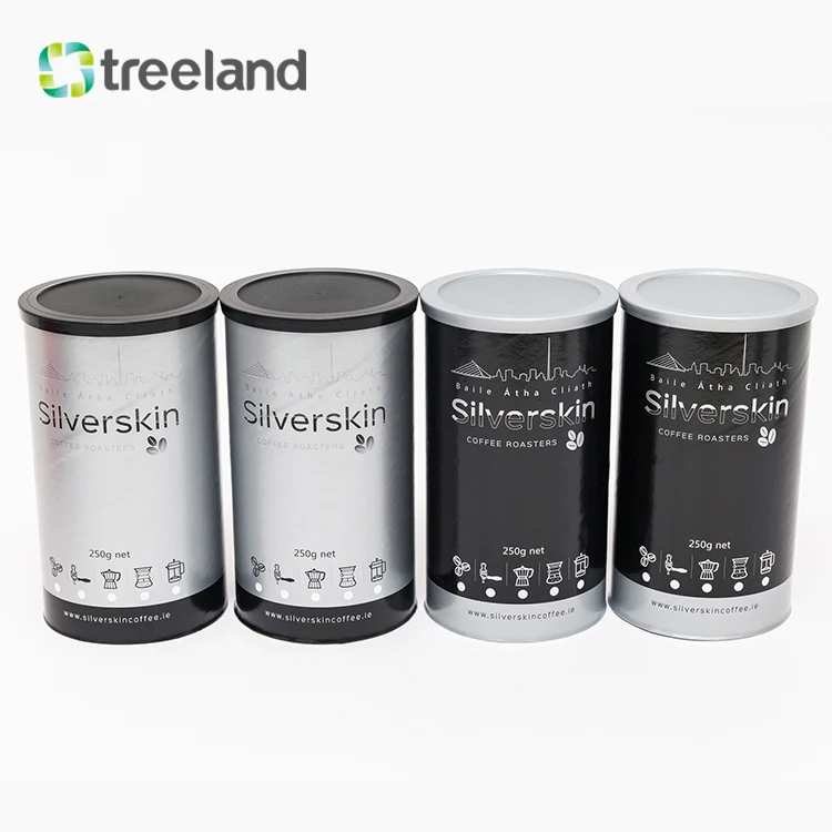 Custom Freshly Roasted Coffees Beans Recycled Cylinder Tube with Valve on Bottom Coffee Roaster Packaging