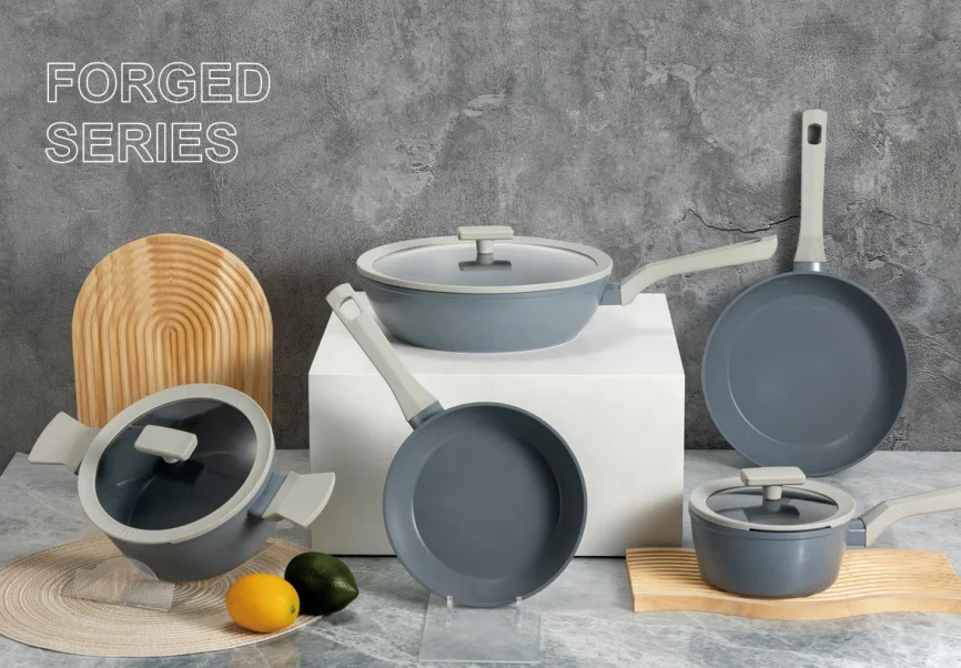 China Reliable Manufacturer Grey Cookware  Aluminum Non-stick Kitchen Ware Pot and Pan Set