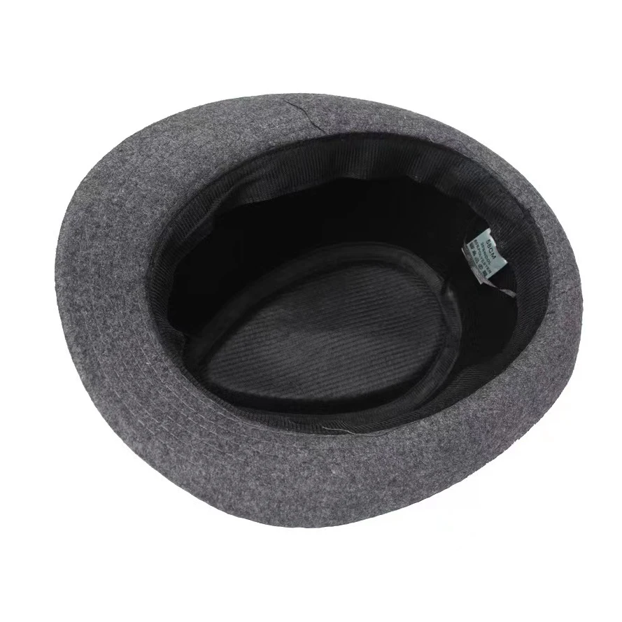 High Quality Custom Logo Men Winter Caps Brim Gentleman Hats Solid Color Fedora Hat