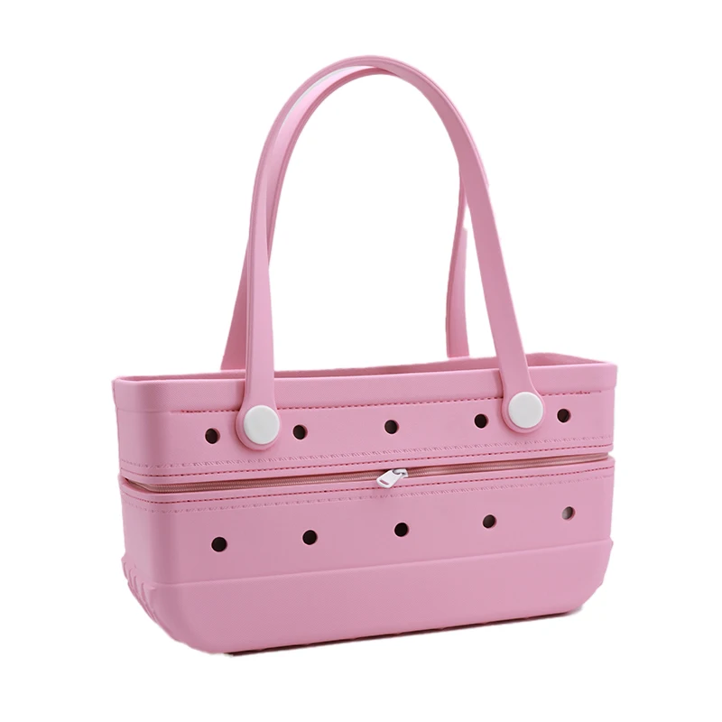 Waterproof zipper eva beach tote bag fashion design swimming pool waterproof eva handbag rubber eva beach bag
