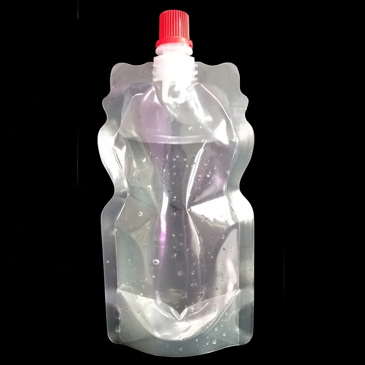 Customize logo disposable stand up clear juice milk beverage pouch liquid packaging plastic drink bag with spout