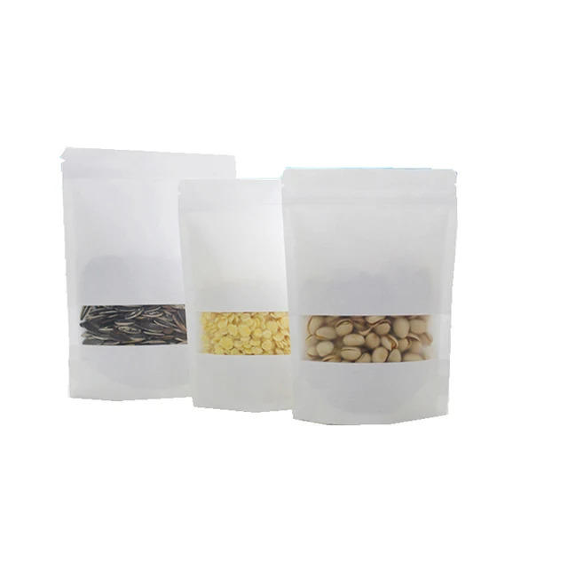 
White Pouches Package Scrub Zip Foil Lined Packing Heat Sealed Brown Beans Craft 50G Packaging Paper Kraft Coffee Bag 