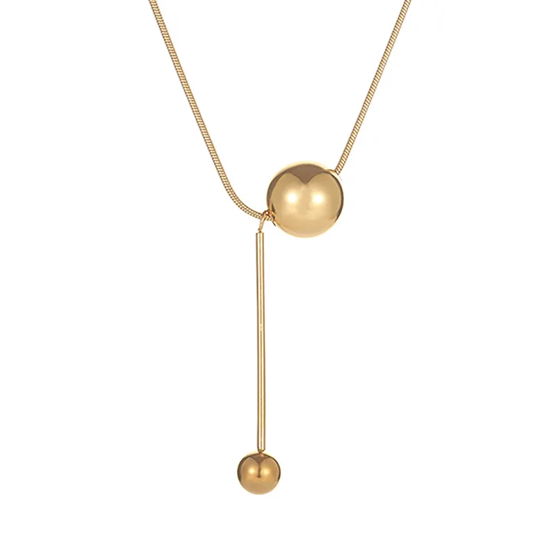 Gold Spherical Stainless Steel Necklace New Style Clavicle Chain Female Design Pendant