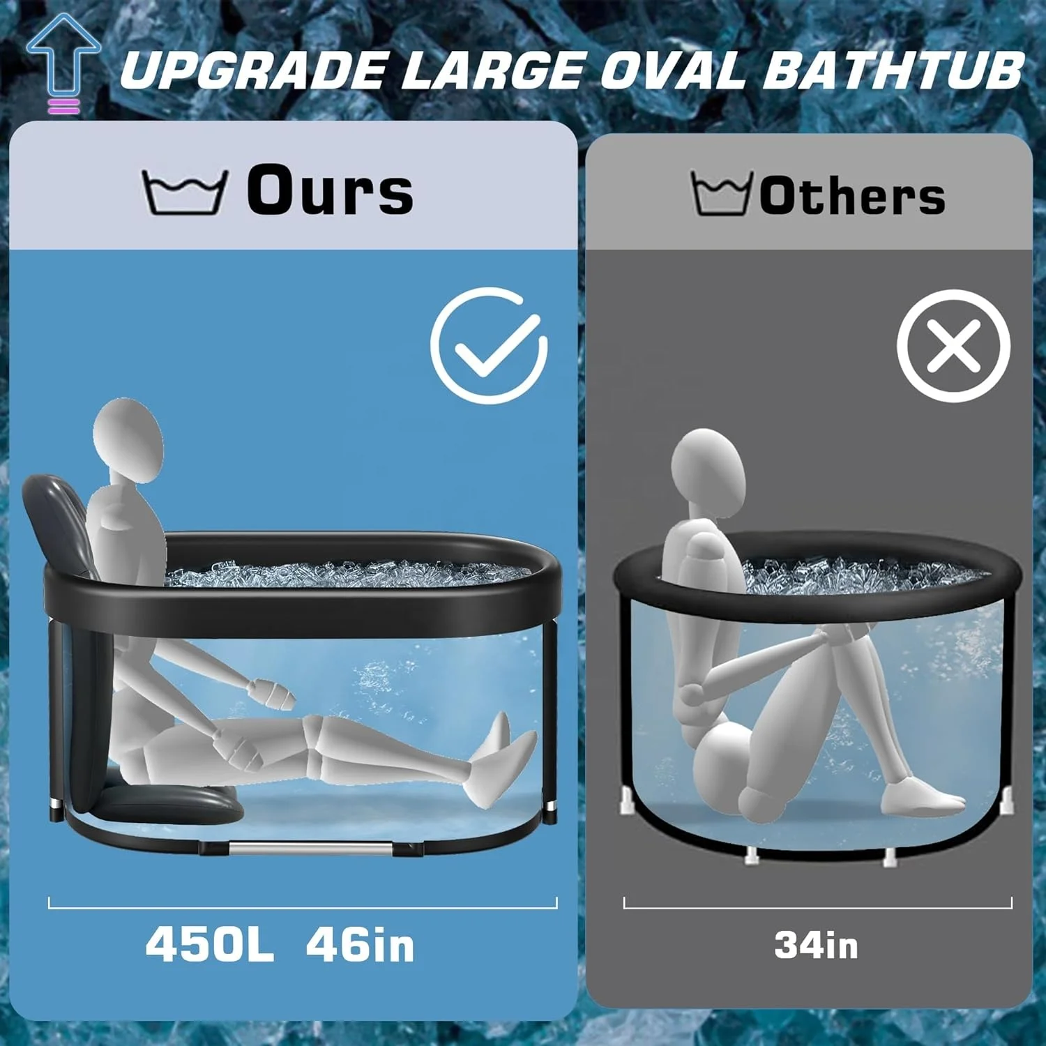 135 Gal XXL овальная холодная ледяная ванночка для домашних тренажерных залов ледяной ванны восстановления спортсменов