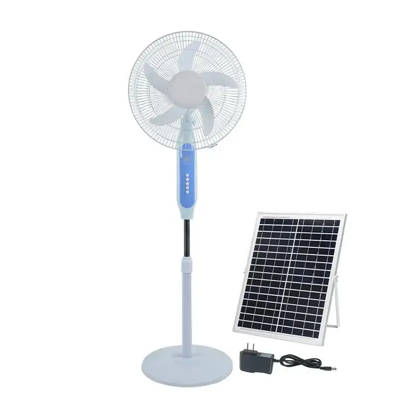 16 Inch Solar Fan Solar Powered AC DC Rechargeable Fan Price Cheap Stand Solar Fan with Solar Panel and LED Light