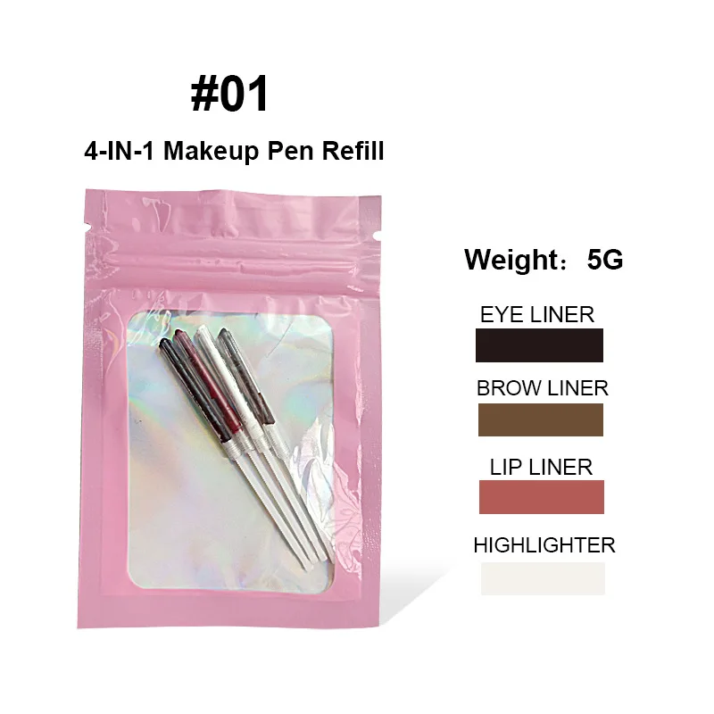 Custom Wholesale Private Label Eye Lip Liner Highlighter Penna Trucco 4 In 1 Eye Liner Lip Liner Touch Up Makeup Pen