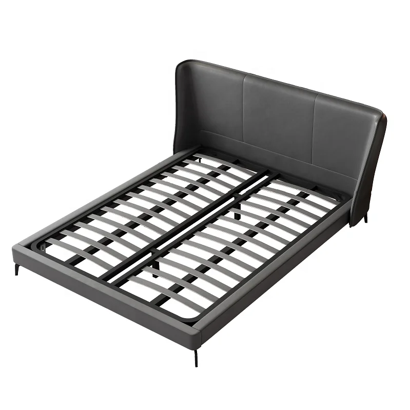 Leather Upholstered Headboard Bed Sets Platform With Slats Bedroom Furniture Modern double king size bed