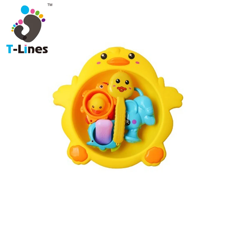 Duck baby bath time toy interesting wash basin 8pcs spray water bath toy set