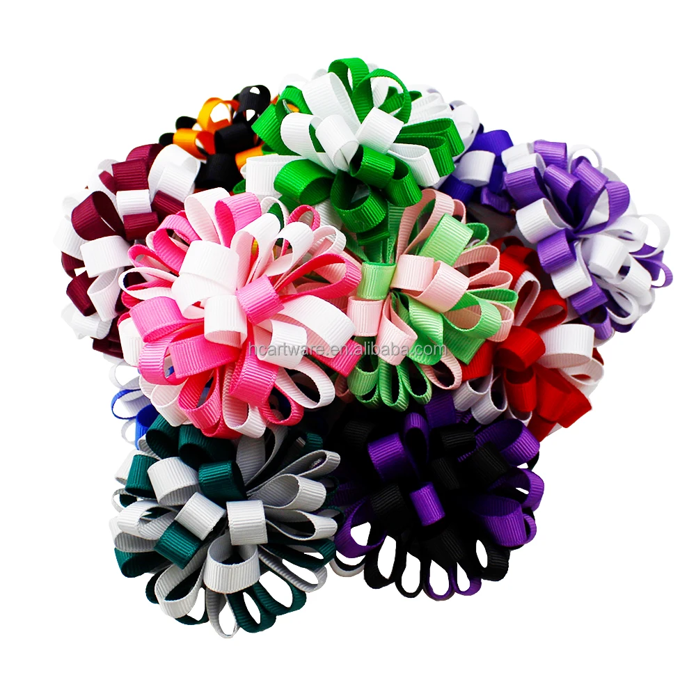 HCArtware Amazon hot sale New  ribbon hair accessories new design compound 3 inch hair bows for girls beauty flower hair clips