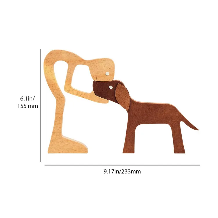 Hot Sale  Wooden Pet Carvings Dog Statues Home Decor Figurines Home Decor