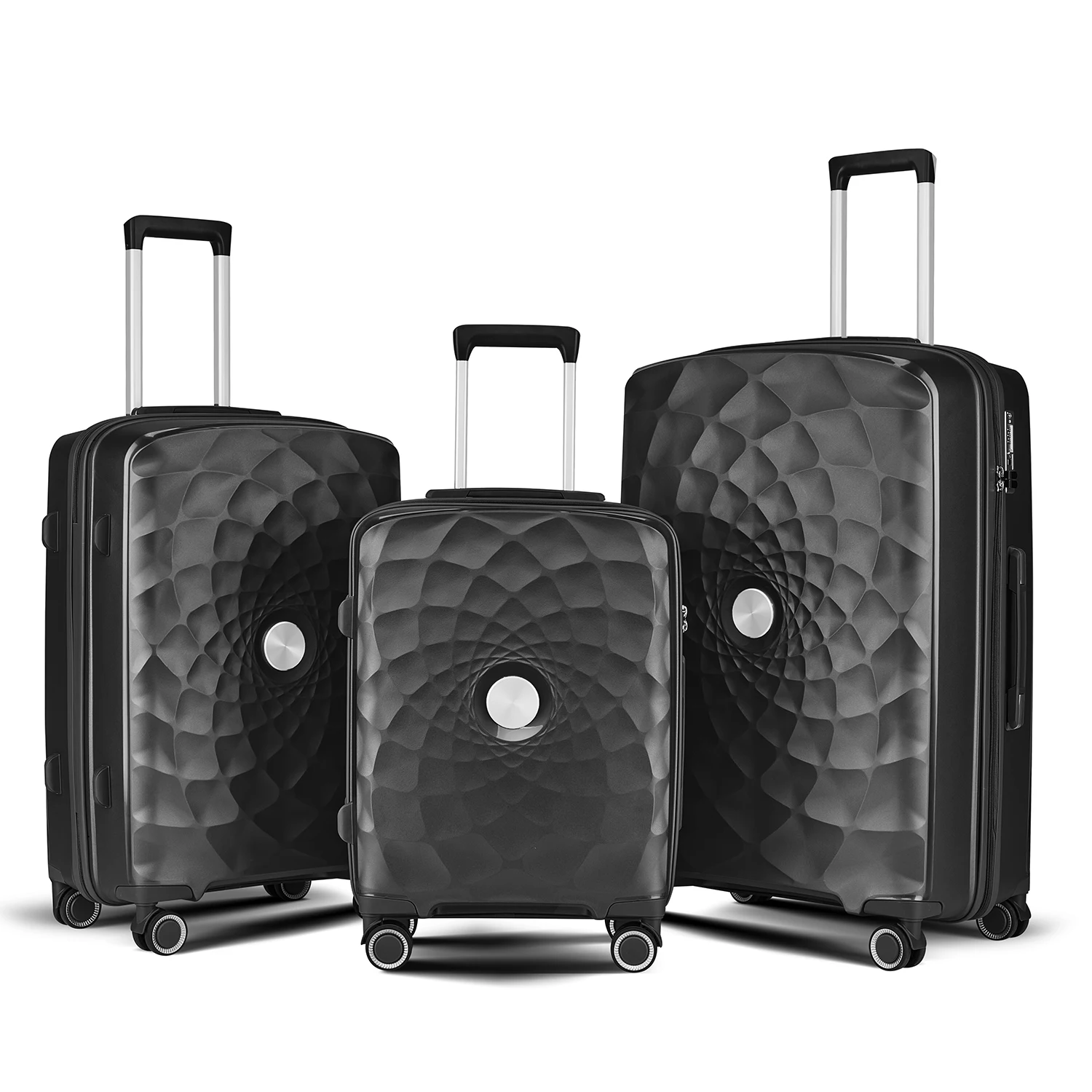 3pcs suitcase set PP, Latest Polypropylene Luggage Hard Shell Trolley Suitcase Set 20 24 28 Travel Bag Trolley Luggage Set