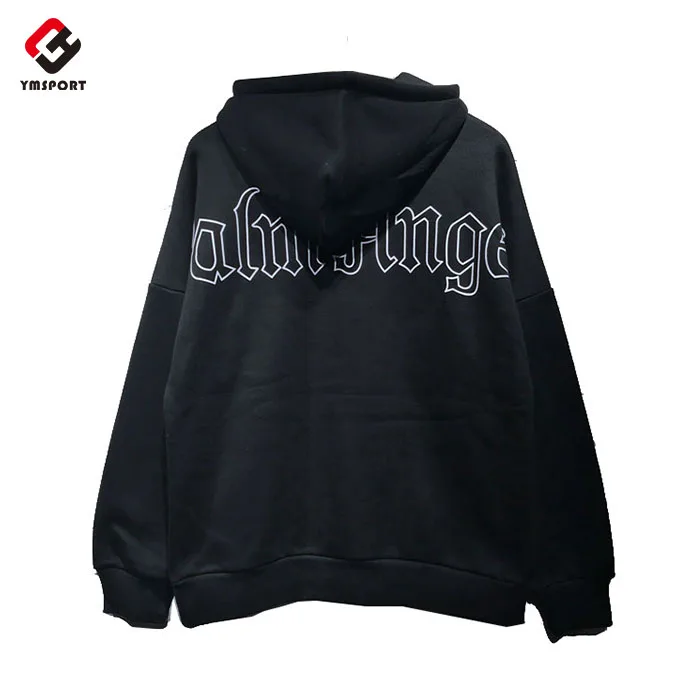 Оптовая продажа, новый дизайн, мужские флисовые толстовки большого размера с принтом на заказ, черные хлопковые пуловеры с капюшоном