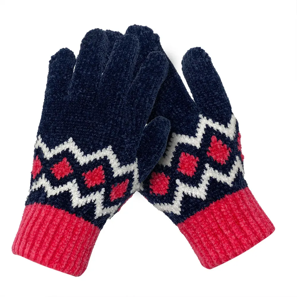 Jacquard Chenille Knitted Gloves Adults Winter Magic Stretch Gloves for Winter One Size ( 20 Cm ) Winter Warm Gloves Acrylic