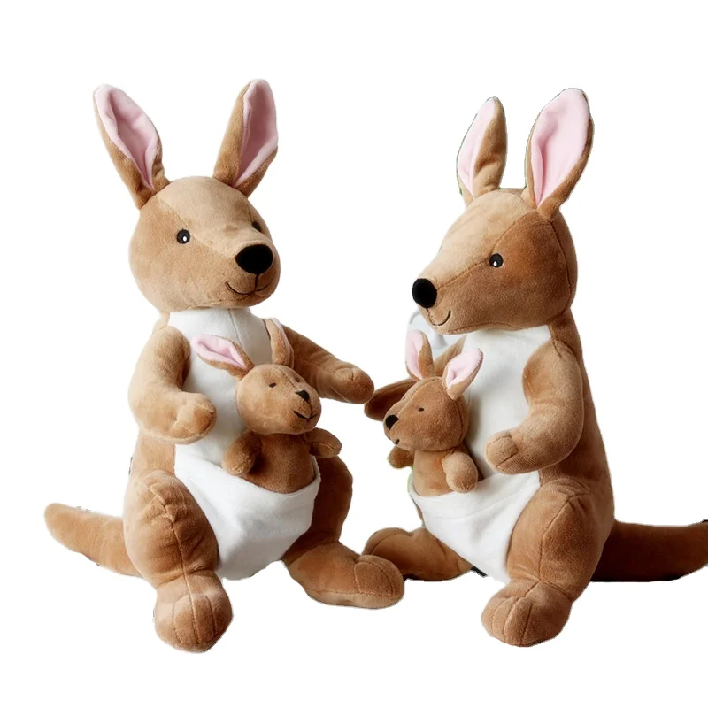 High quality creative mother and child kangaroo plush toy simulation stuffed animal toys for kids