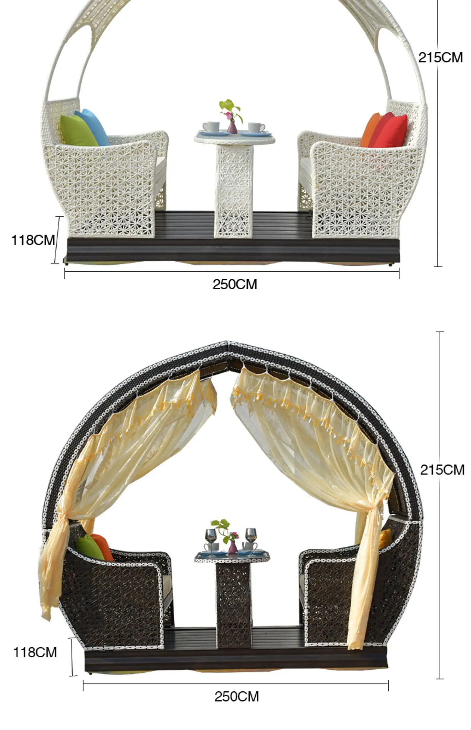 Swing Chair Garden Balcony Rattan Rocking Chair Outdoor Furniture Metal Frame Four People Luxury Modern High Quality Outdoor