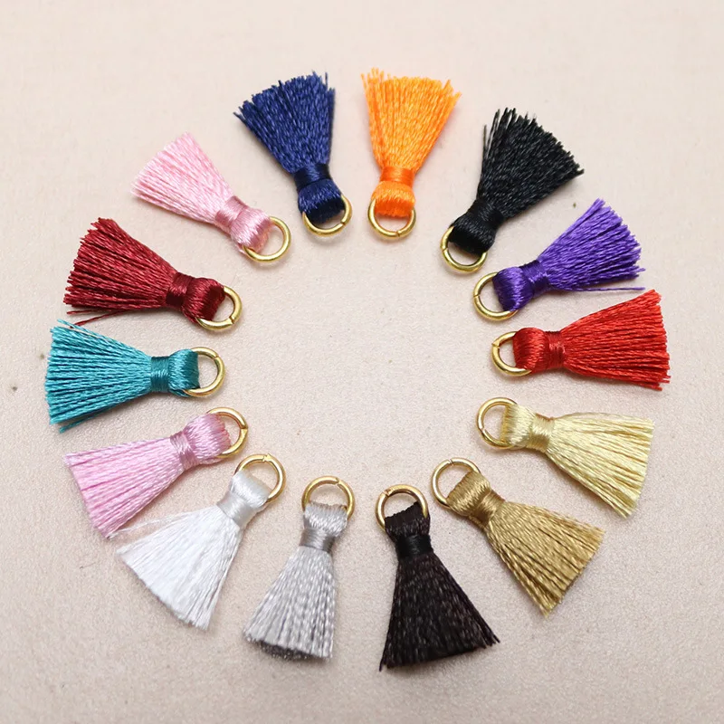 2cmGold hoop Ice Silk mini fimbrilla Clothing accessories hanging Su multi-color optional polyester tassel tassel