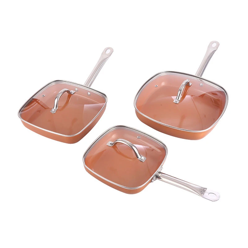 Flat bottom deep frying pan Removable aluminum non-stick pan Braising frying pan cooking kitchenware gift