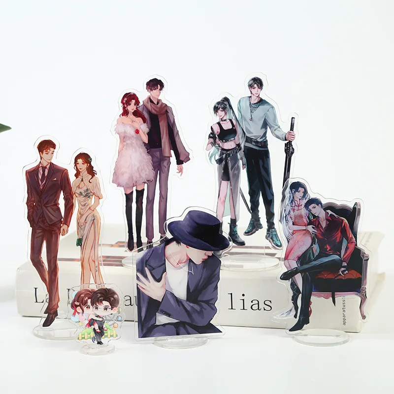 wholesale custom cartoon anime stand keychain charms plastic hologram printed acrylic display standee