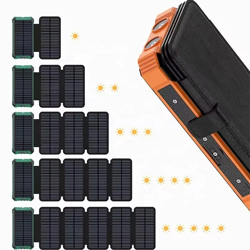 Shingle Portable 10000mAh Foldable Solar Panel Power Bank Wireless Outdoor Solar Charger with Lamp for Remote Areas