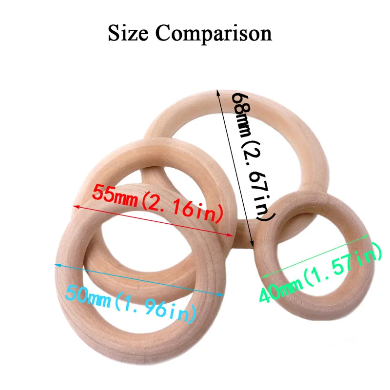 Baby DIY Accessory Nursing Round Ring WBT007 Wooden Teether Bracelet necklace Making toddler wooden teether ring