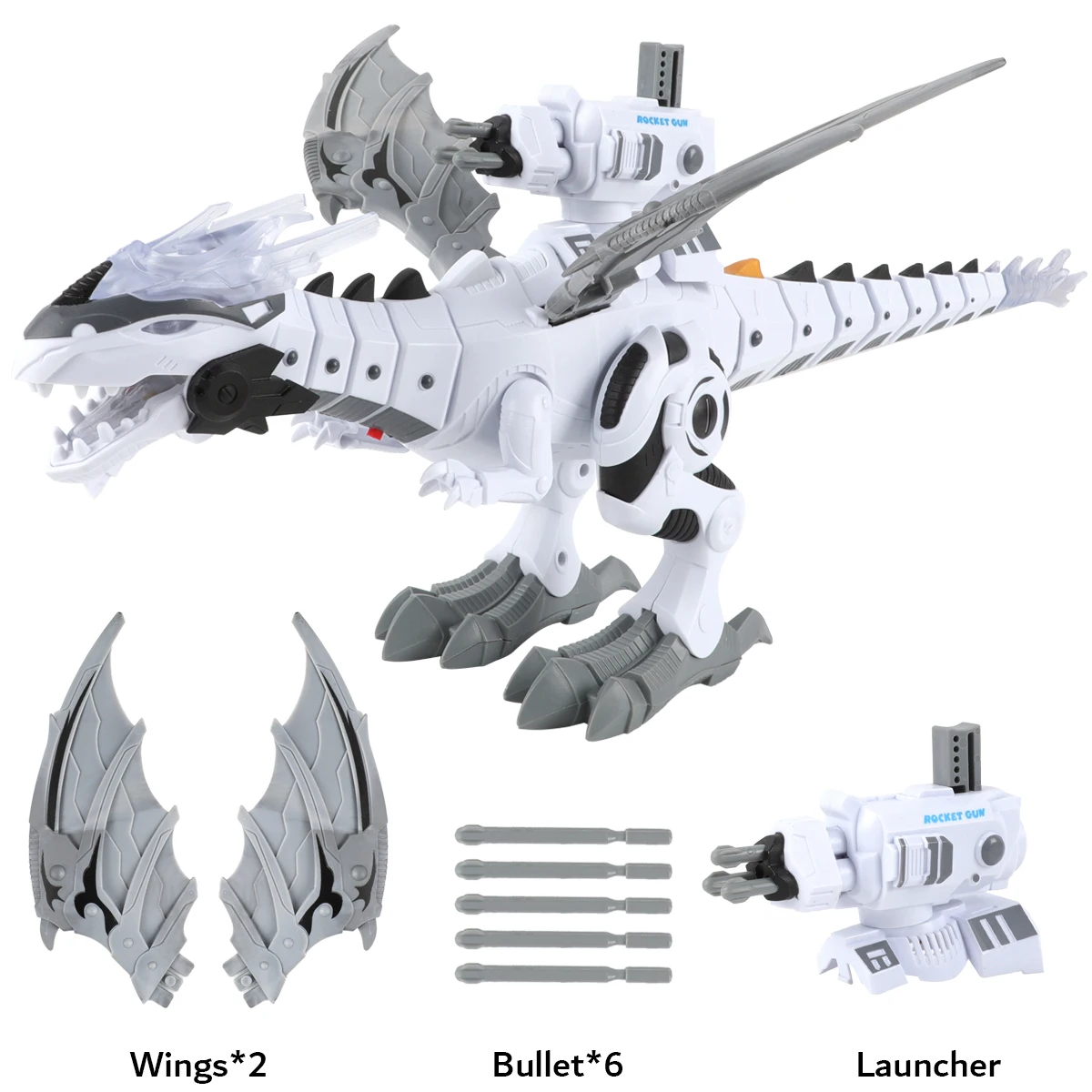 Electric Walking Dinosaur Robot Toy Water Spray Fire Breathing Alive Dinosaur with LED Eyes Realistic Sound Bullets Shooting