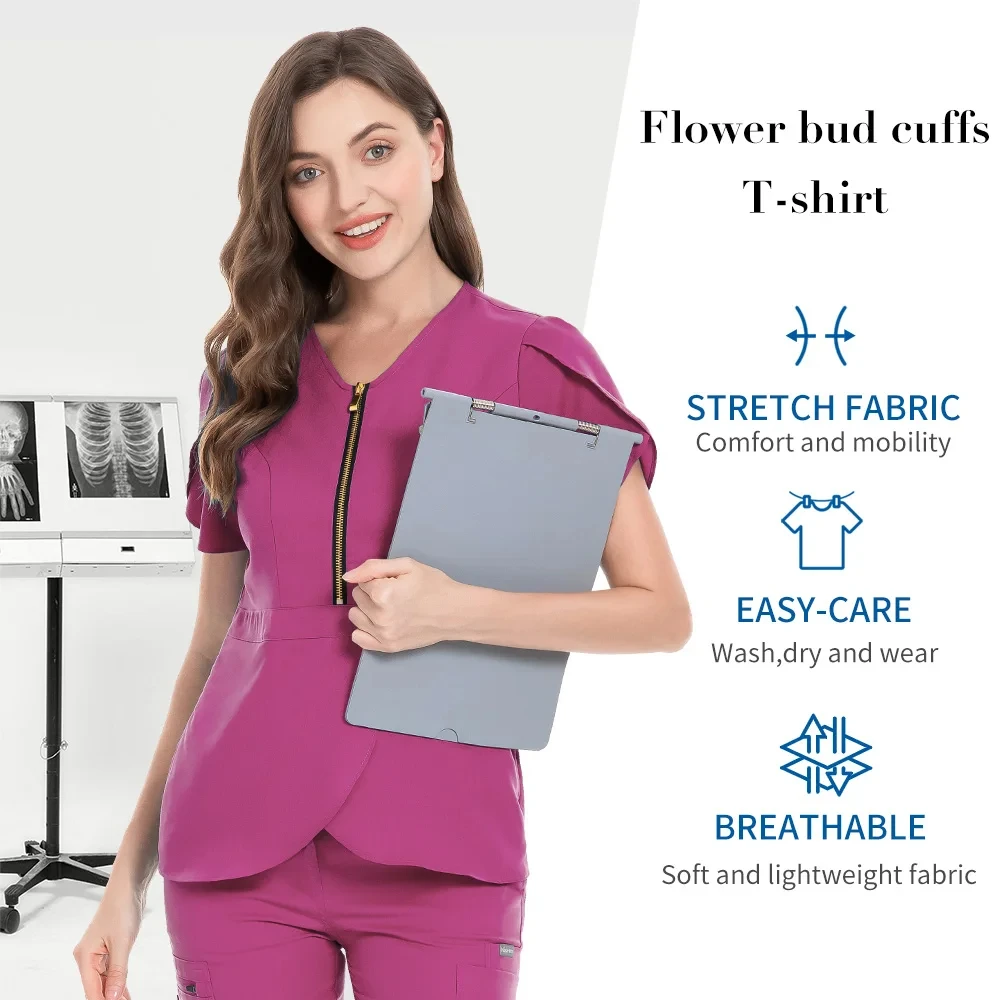 Fashionable Doctor Scrubs Uniform Medical Long Sleeve Scrubs Uniform Scrubs Uniforms Sets Nurse With Printed Design