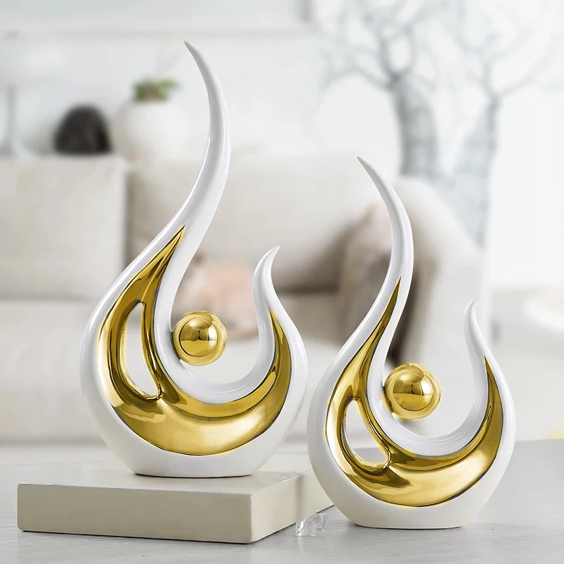 Factory custom made Nordic Luxury Porcelain Ornaments ceramic Home Decor Creative unique phoenixes couples shape art decoration