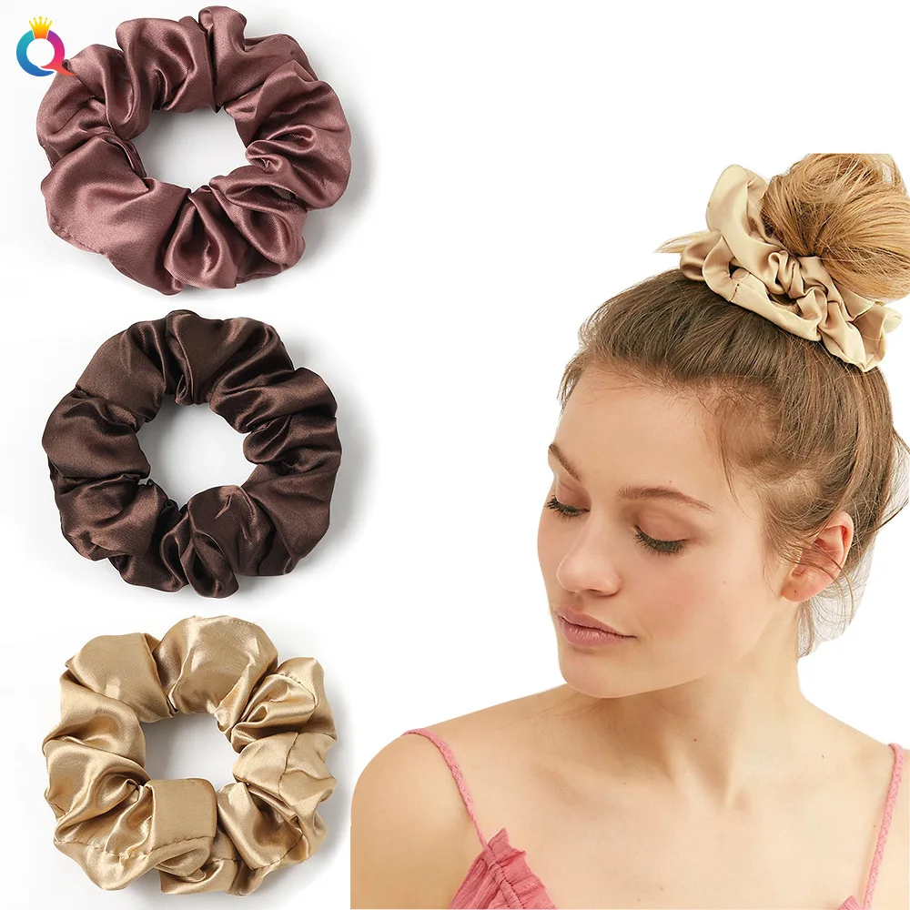 QIYUE Hair Ring Set Satin Cloth Large Scrunchies Solid Color Cloth Ring Head Rope Hair Accessories