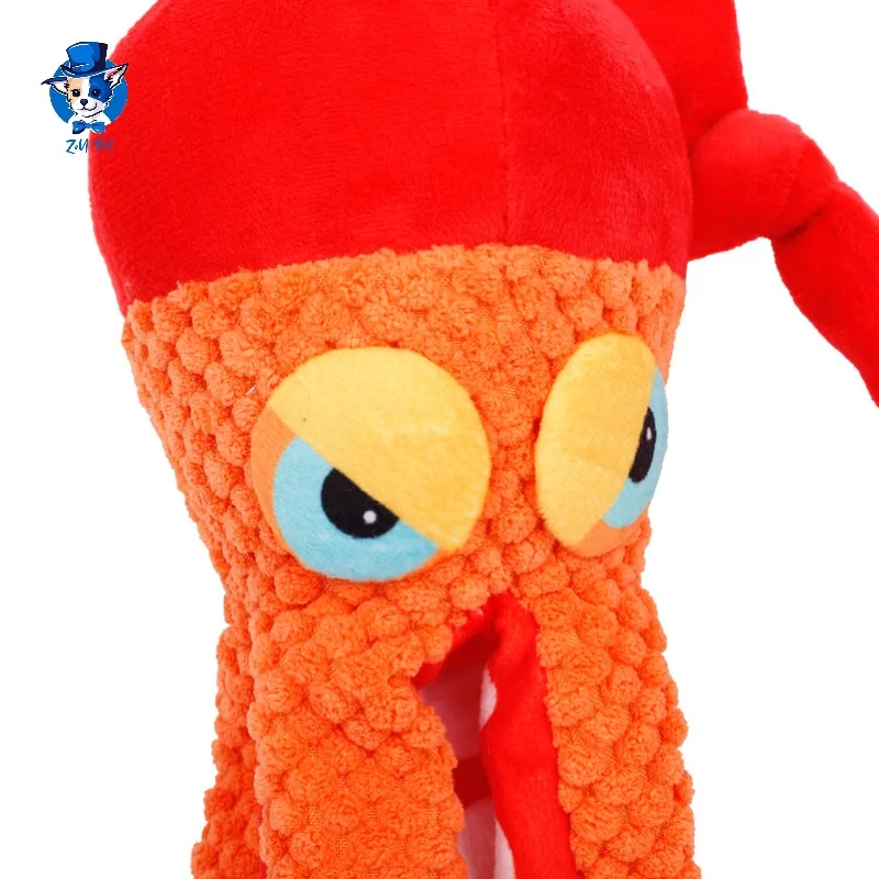 Wholesale Durable Crinkle Paper Squeaky Octopus Dog Toy Custom Design Plush Dog Chew Toy