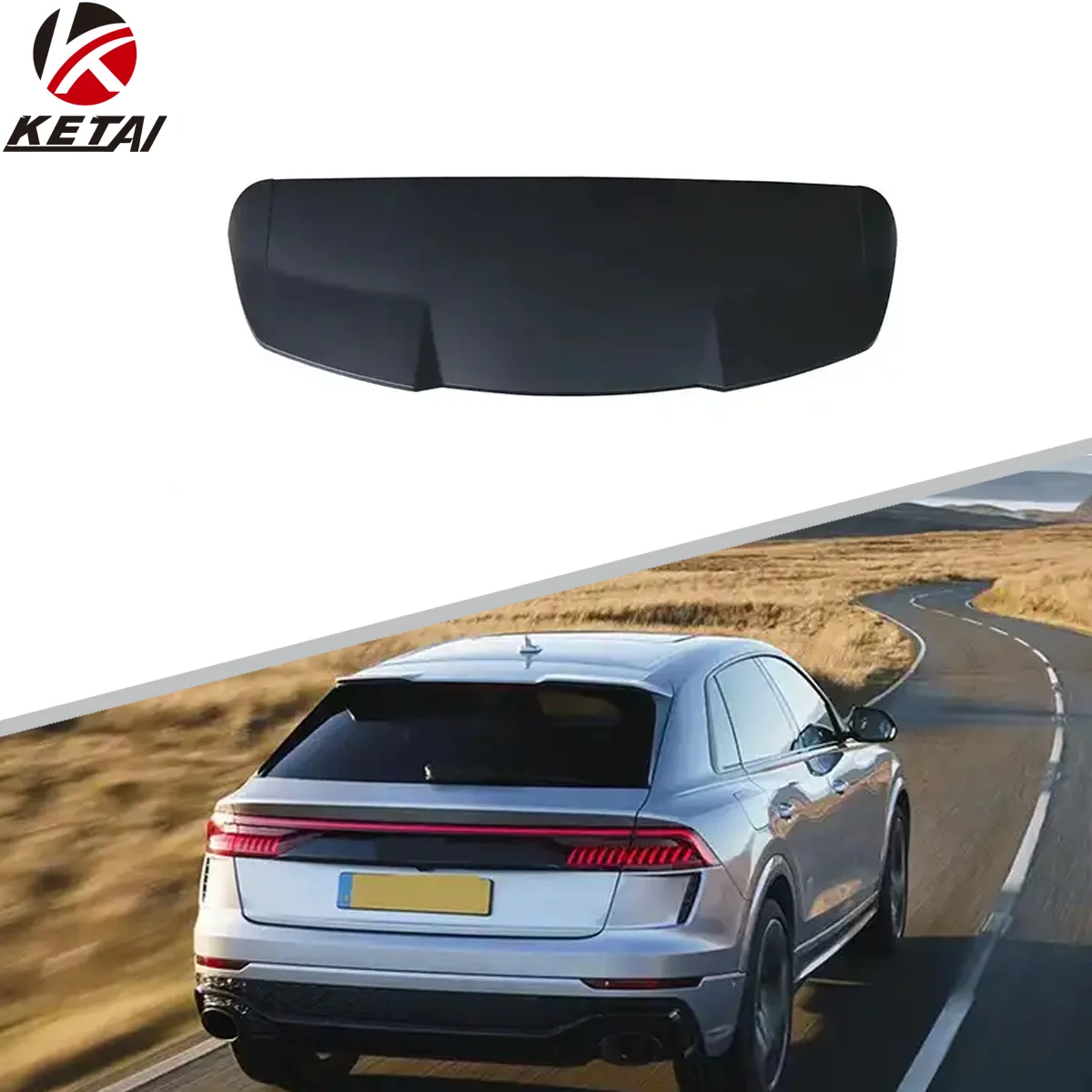 RSQ8 Style Carbon Look Car Rear Bumper Body Accessories Roof Spoiler For AUDI 2019-2022